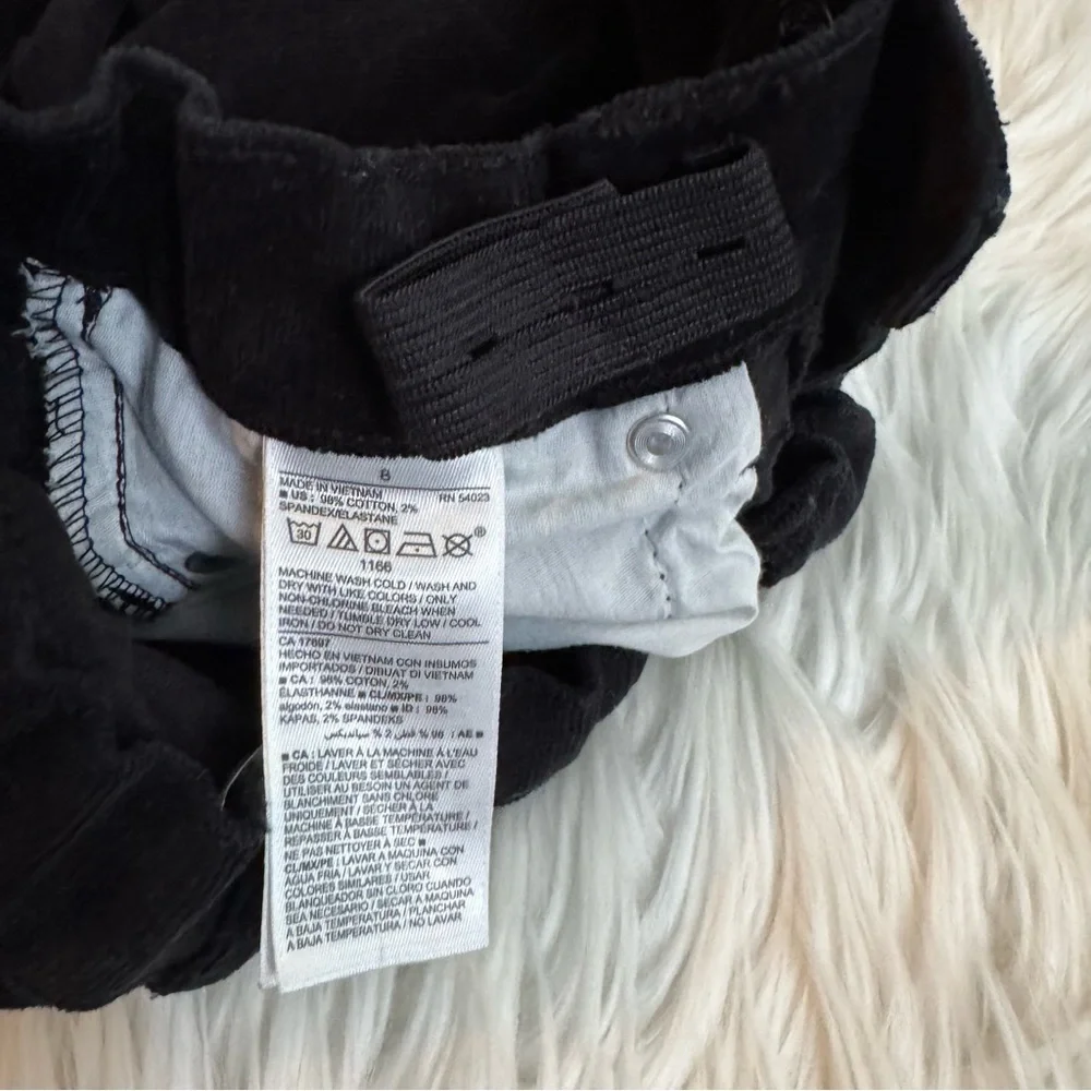 Old Navy‎ Girls Black Corduroy Pants Size 8 Pull On Slim Stretch